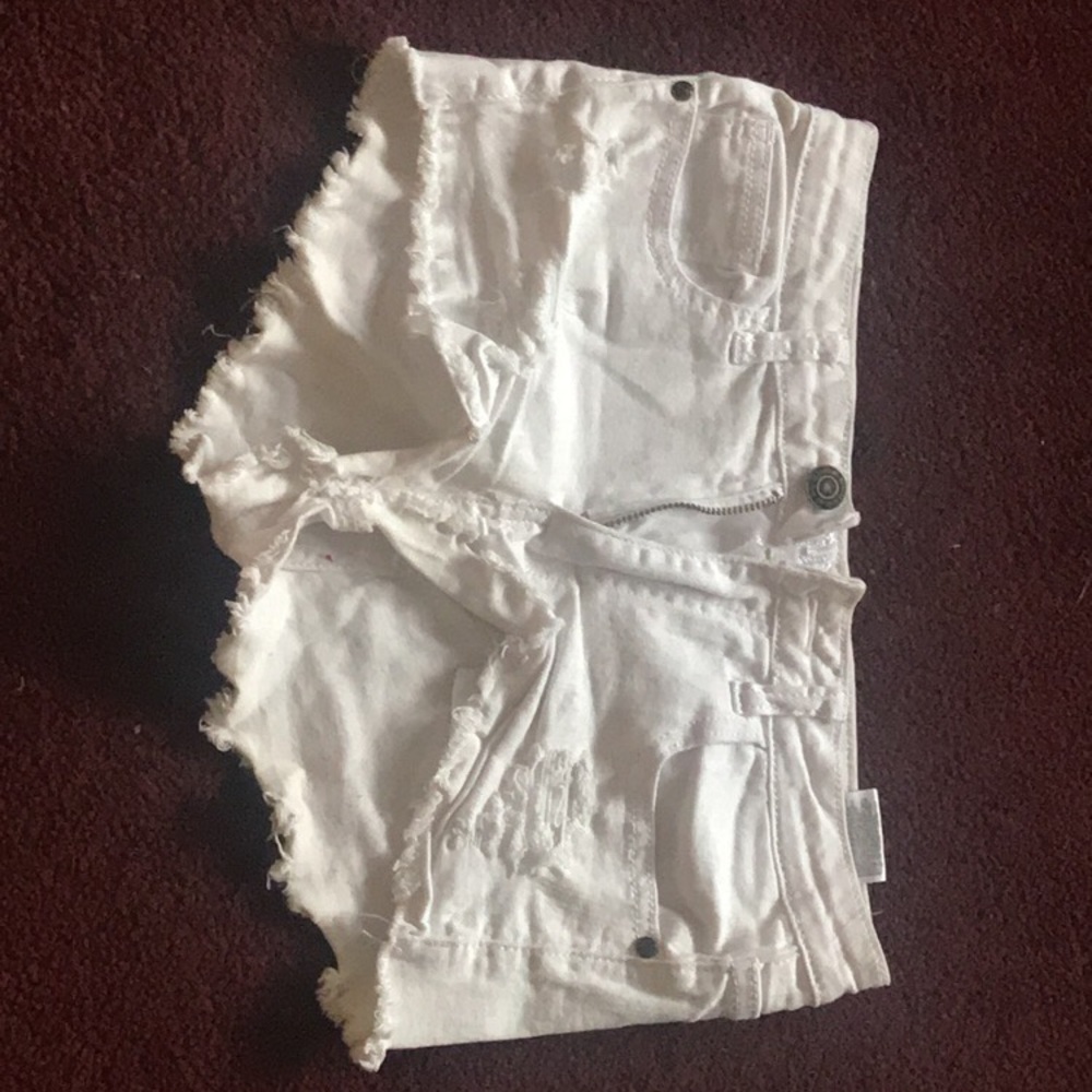 White, denim shorts